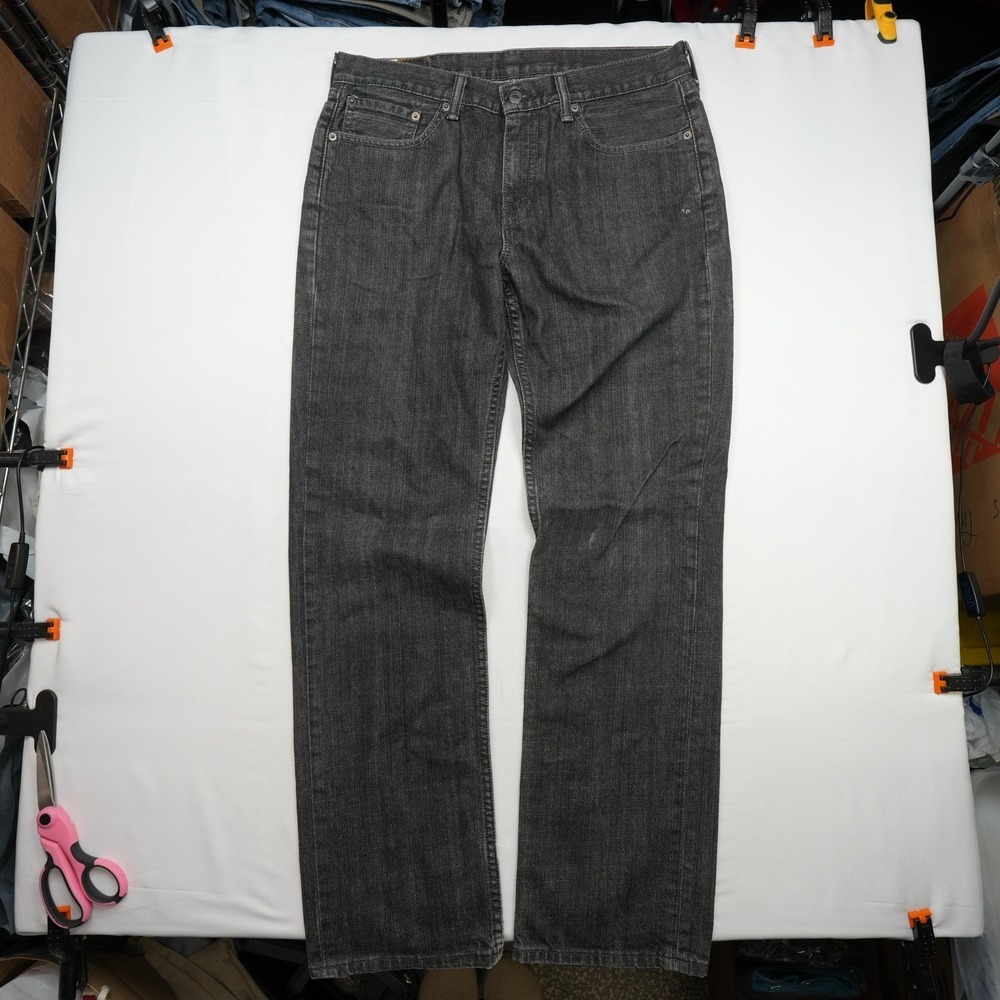 Levi's 514 Jeans Mens 34x31 Black Slim Straight Leg Cotton Blend Stretch Denim